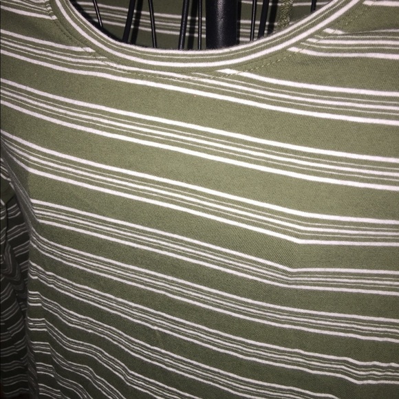 Duluth size large army green and white striped long sleeve tunic casual layers - Picture 2 of 6